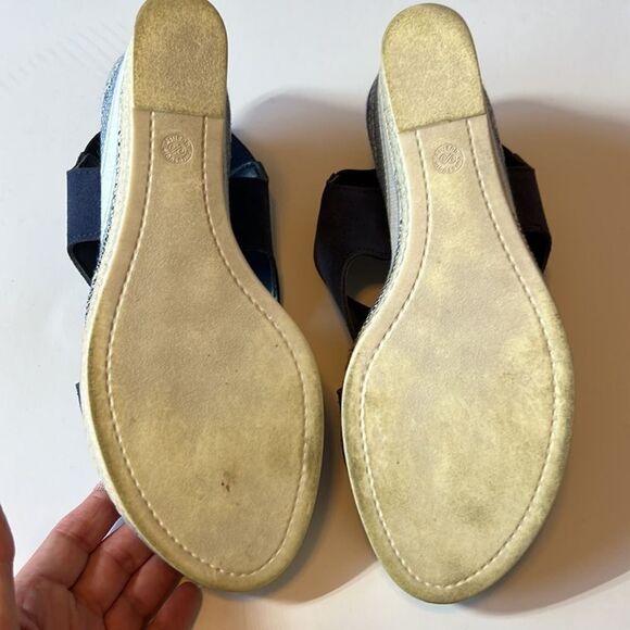 BELLA ~ VITA Women’s Leather Suede Platform Wedge Open Toe Sandal Blue Size 10 - Picture 10 of 13